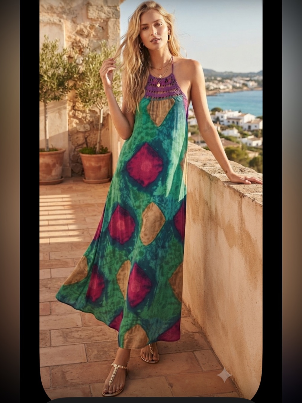 New Zara Midi crochet Halter Dress size S
